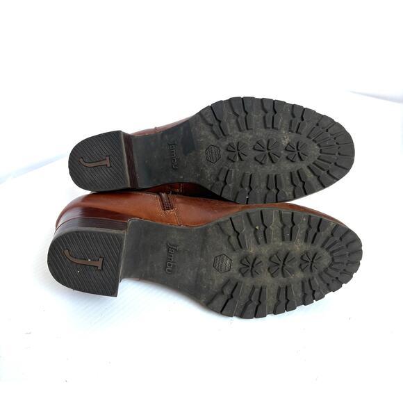 Jambo Amal Ankle Boots Brown Leather Side Zip Metallic Stripe Women’s Size 9 - Picture 9 of 9